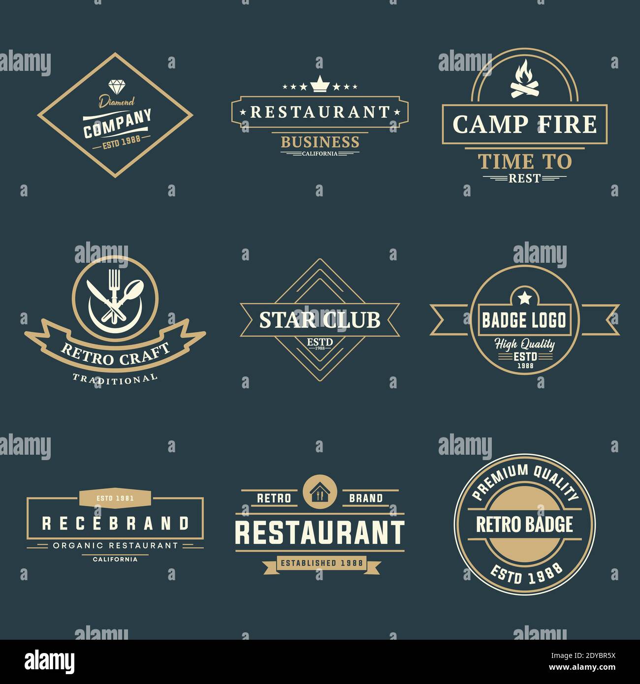 Retro Vintage Logo Design Vorlage Für Unternehmen Und Unternehmen Stock Vektor