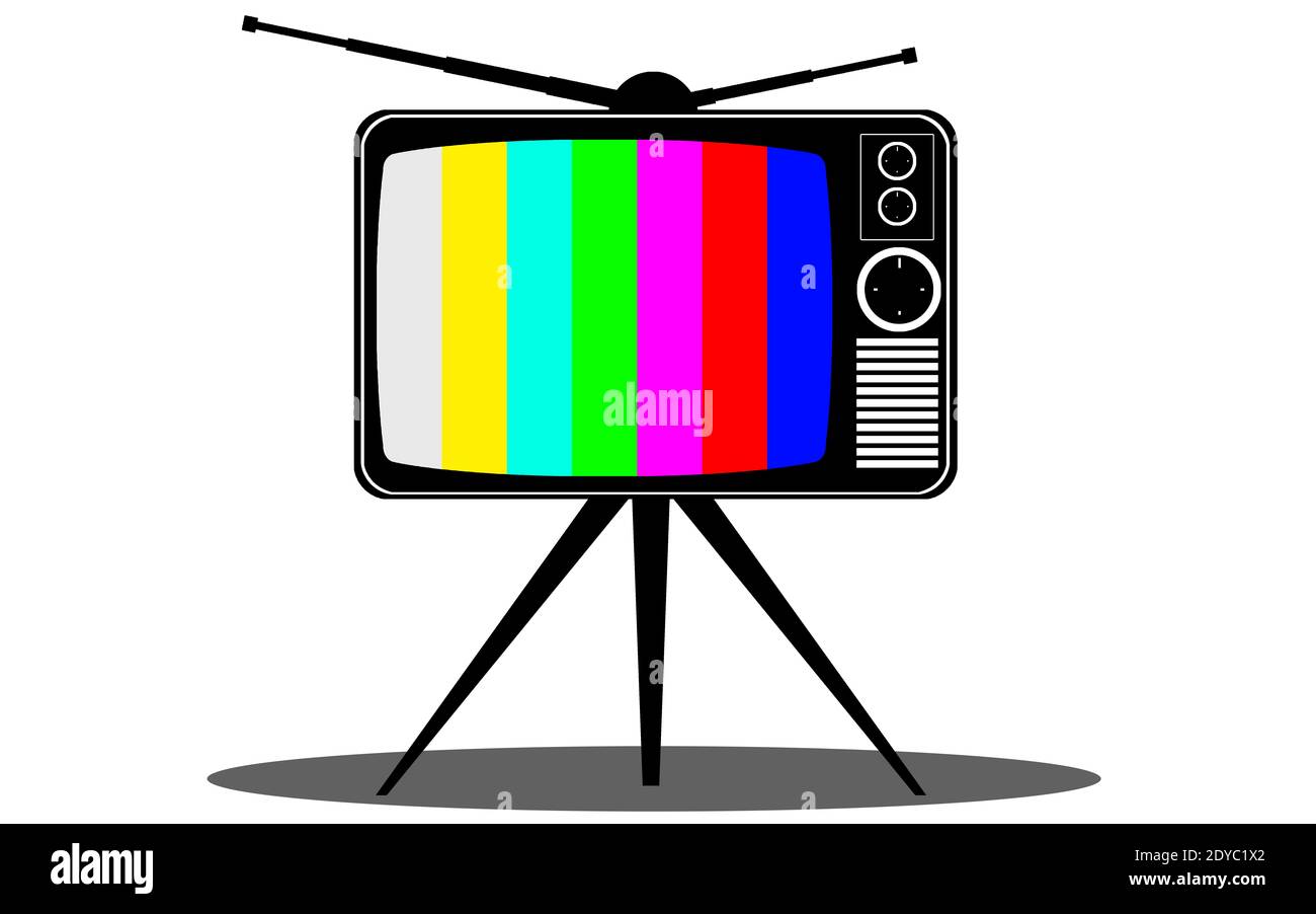 Eine Illustration eines Retro-Fernsehers, der auf weißem Hintergrund isoliert ist Stockfoto
