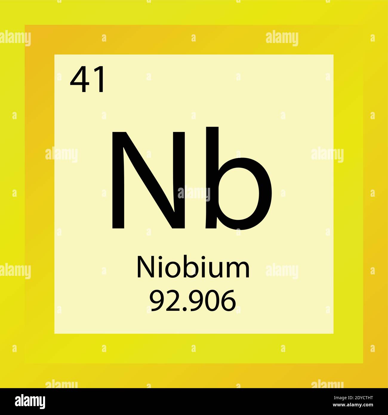 Nb: Periodensystem Für Chemische Niob-Elemente. Einzelelement Vektordarstellung, Übergangsmetalle Elementsymbol mit molarer Masse und Ordnungszahl. Stock Vektor