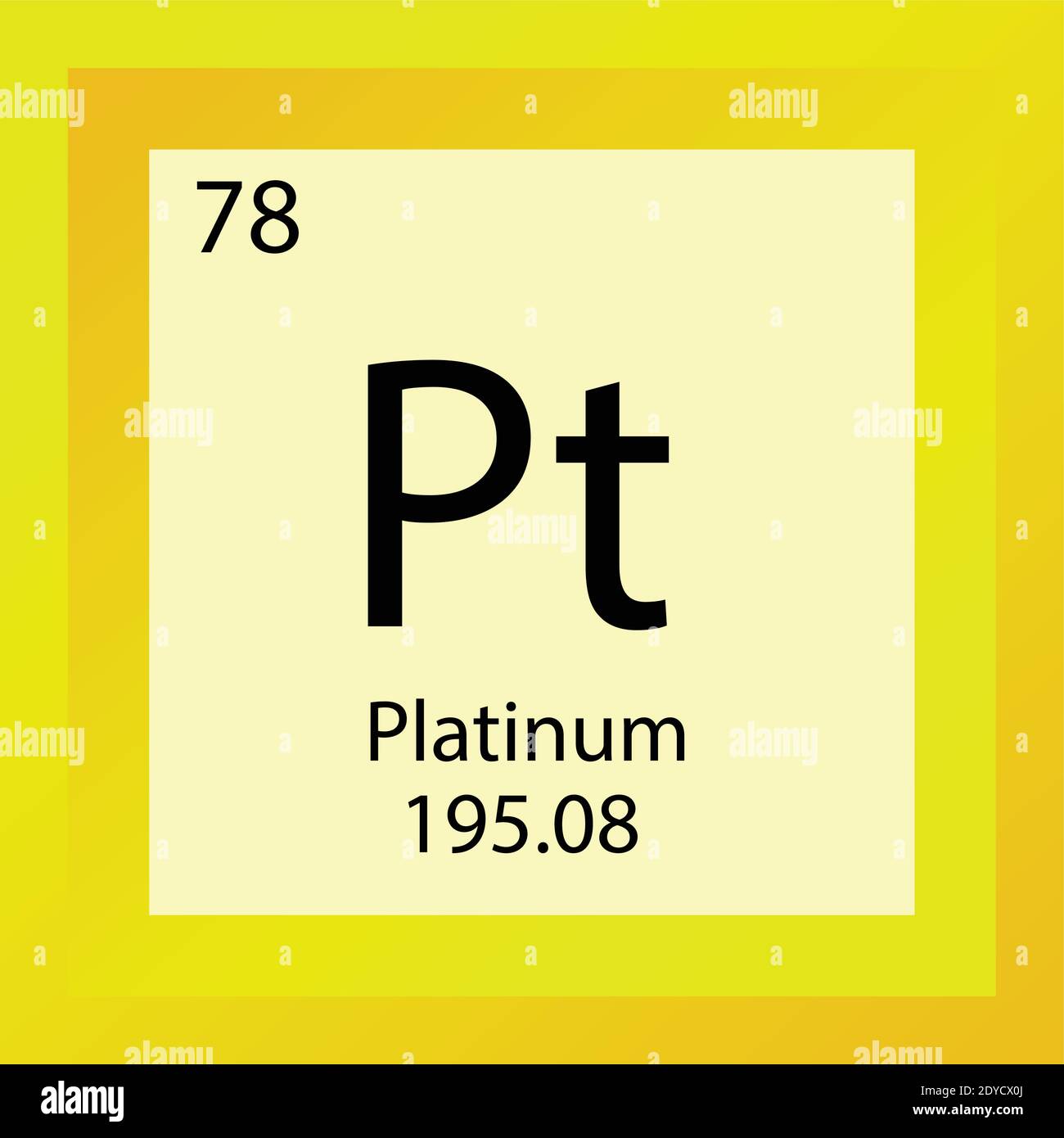 Pt Platin – Periodensystem Für Chemische Elemente. Einzelelement Vektordarstellung, Übergangsmetalle Elementsymbol mit molarer Masse und Ordnungszahl. Stock Vektor