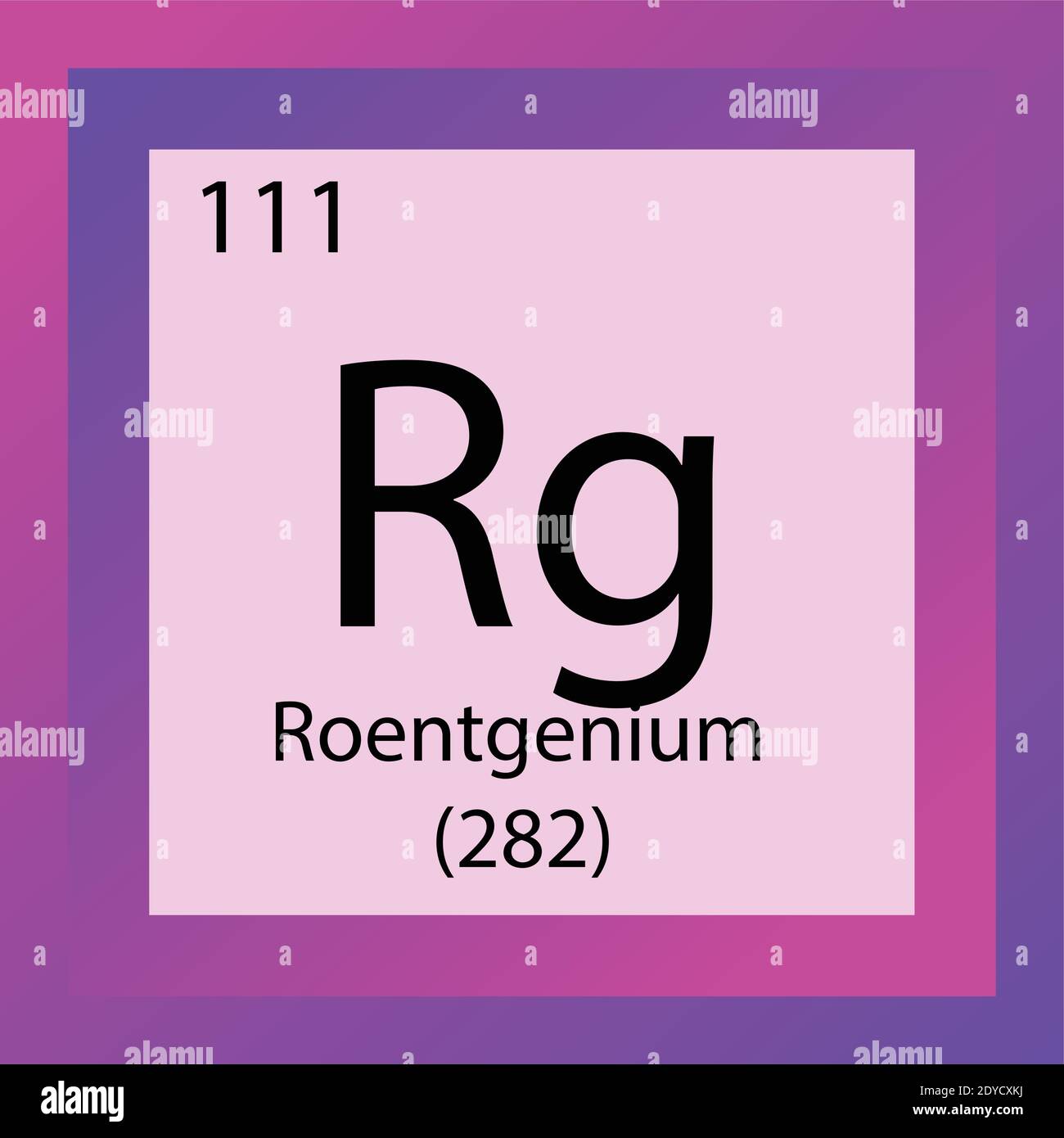 Rg Roentgenium – Periodensystem Für Chemische Elemente. Vektordarstellung eines einzelnen Elements, Elementsymbol mit molarer Masse und Ordnungszahl. Stock Vektor