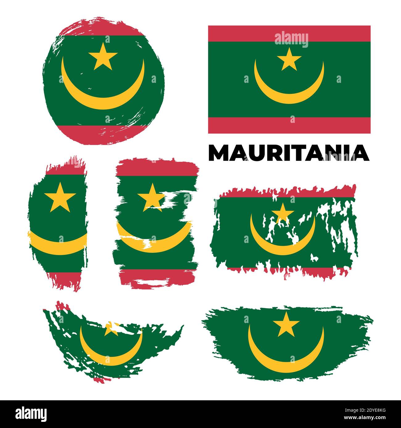 Flagge Mauretaniens im Grunge-Stil auf weißem Hintergrund. Stock Vektor