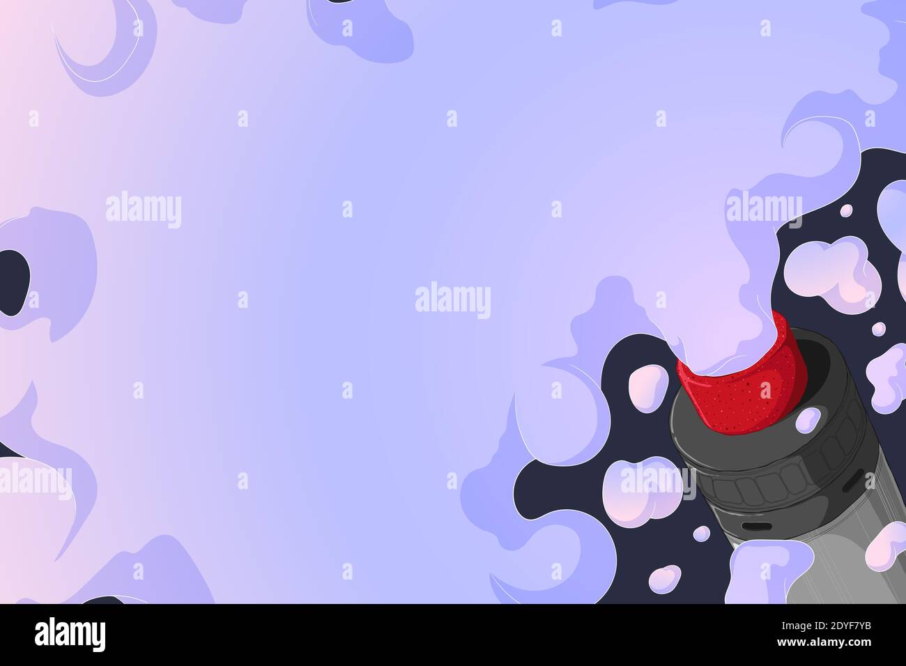 Vape mech mod mit rebuildable tropfenden Zerstäuber und Wolke von Dampf. Hintergrund mit E-Zigarette Kunst und Ort für Text. Farbenfrohe Vektorgrafik Stock Vektor