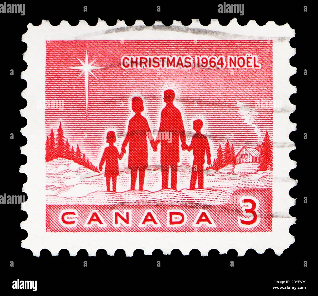 MOSKAU, RUSSLAND - 22. FEBRUAR 2019: Eine in Kanada gedruckte Briefmarke zeigt Weihnachten 1964, Serie, um 1964 Stockfoto