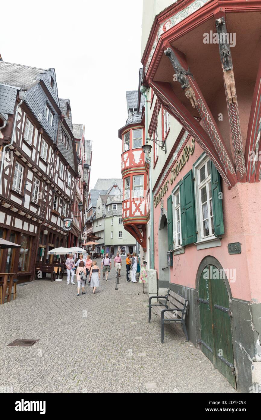 Traditionelle Fachwerkhäuser in der Altstadt in Limburg an der Lahn, Stockfoto