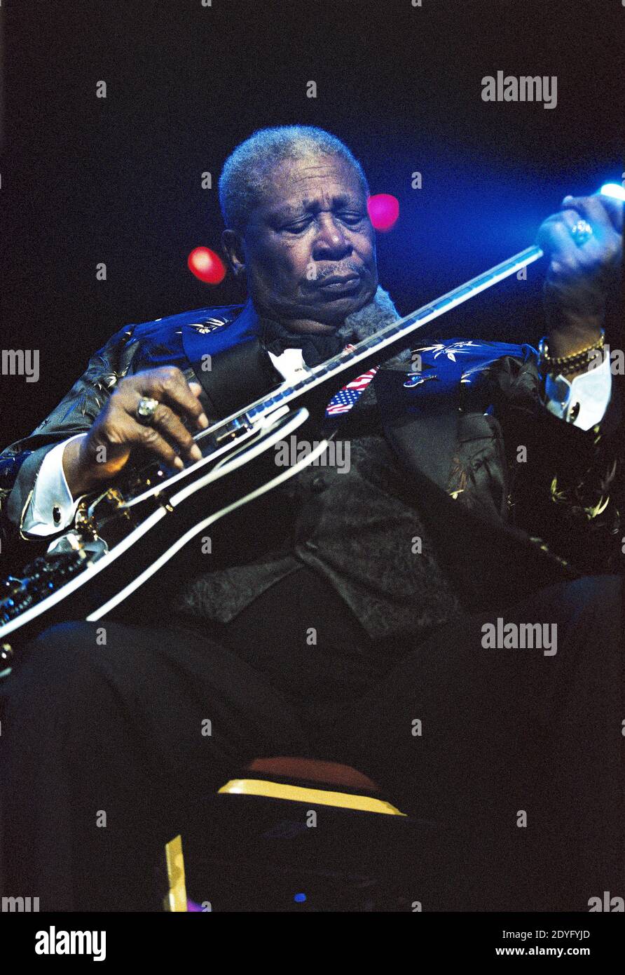 BB King im Konzert in der Royal Albert Hall in London. Juli 2002. Stockfoto