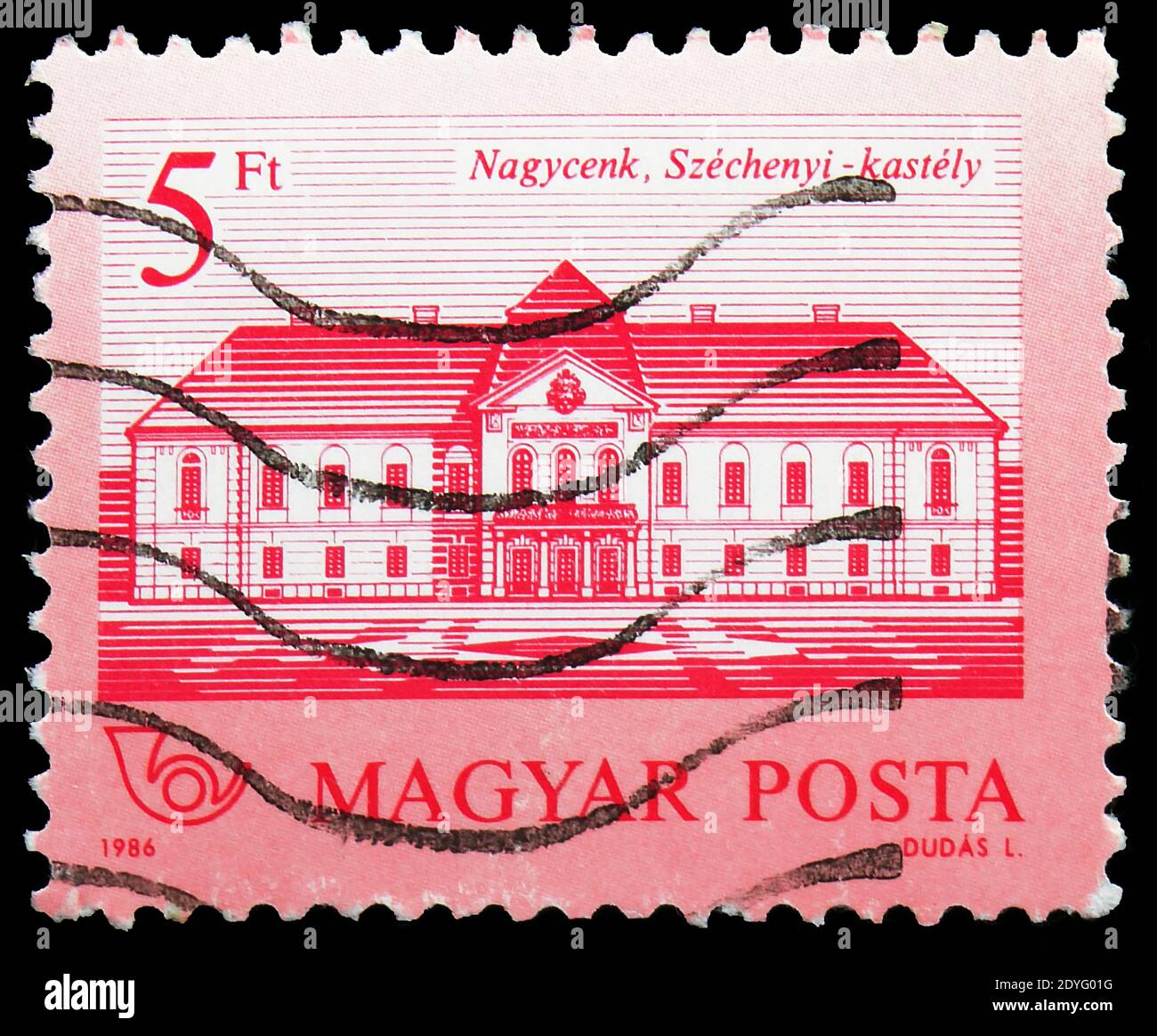 MOSKAU, RUSSLAND - 19. JULI 2019: Die in Ungarn gedruckte Briefmarke zeigt Schloss Szechenyi, Nagycenk, Schlösser Serie, um 1986 Stockfoto