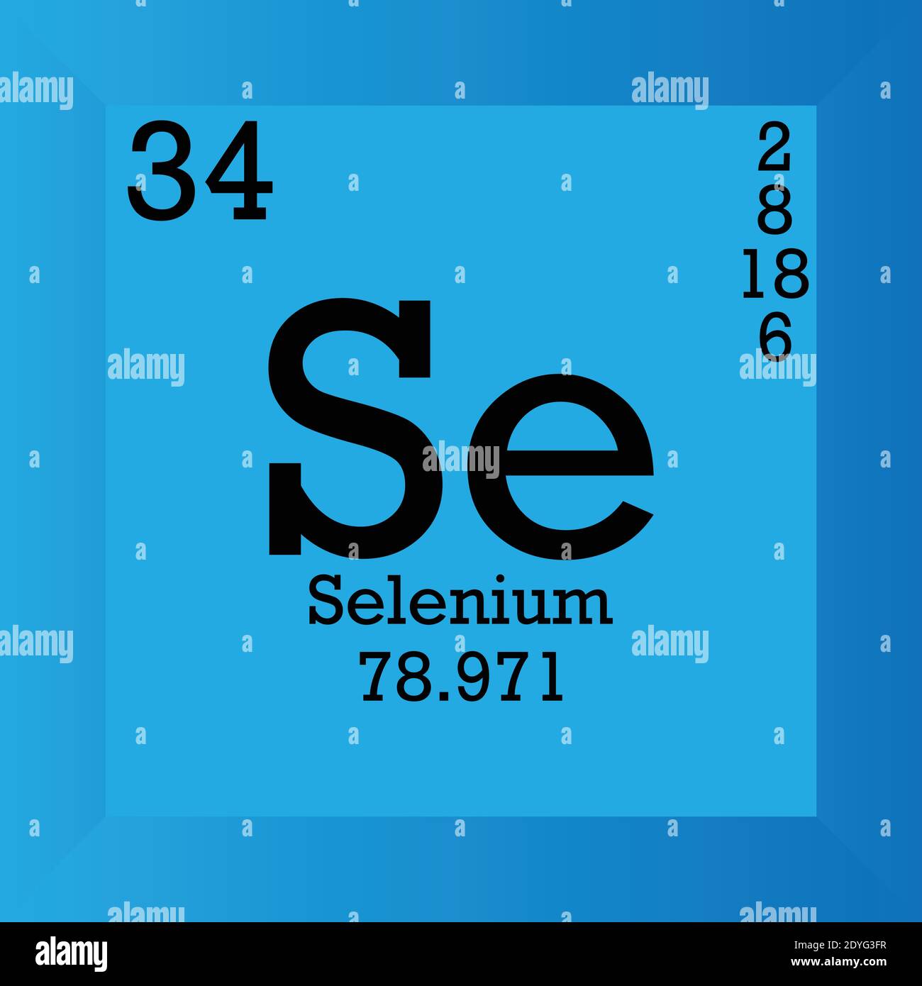 Se Periodensystem Für Chemische Selen-Elemente. Einzelvektordarstellung, Elementsymbol mit molarer Masse, Ordnungszahl und Elektronenkonf. Stock Vektor