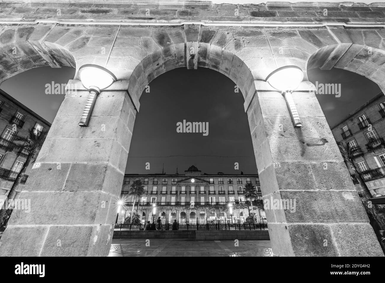 Plaza Nueva oder Plaza Barria (neuer Platz) von Bilbao, Bilbao, Bizkaia, Baskisches Land, Spanien, Europa Stockfoto