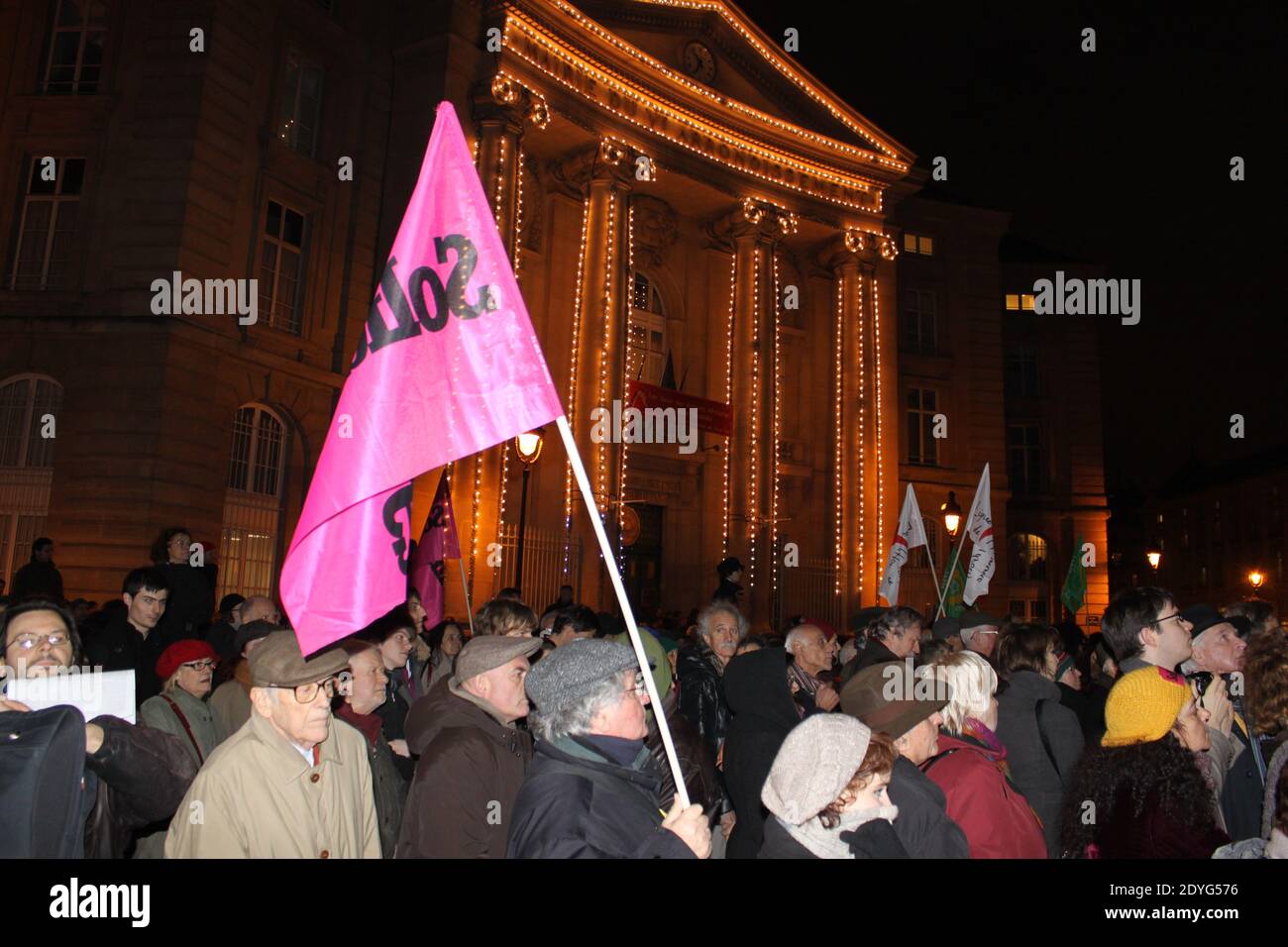 Manifestation à Paris Suite à l'nterdiction de la conférence avec Stéphane Hessel à l'ENS Stockfoto
