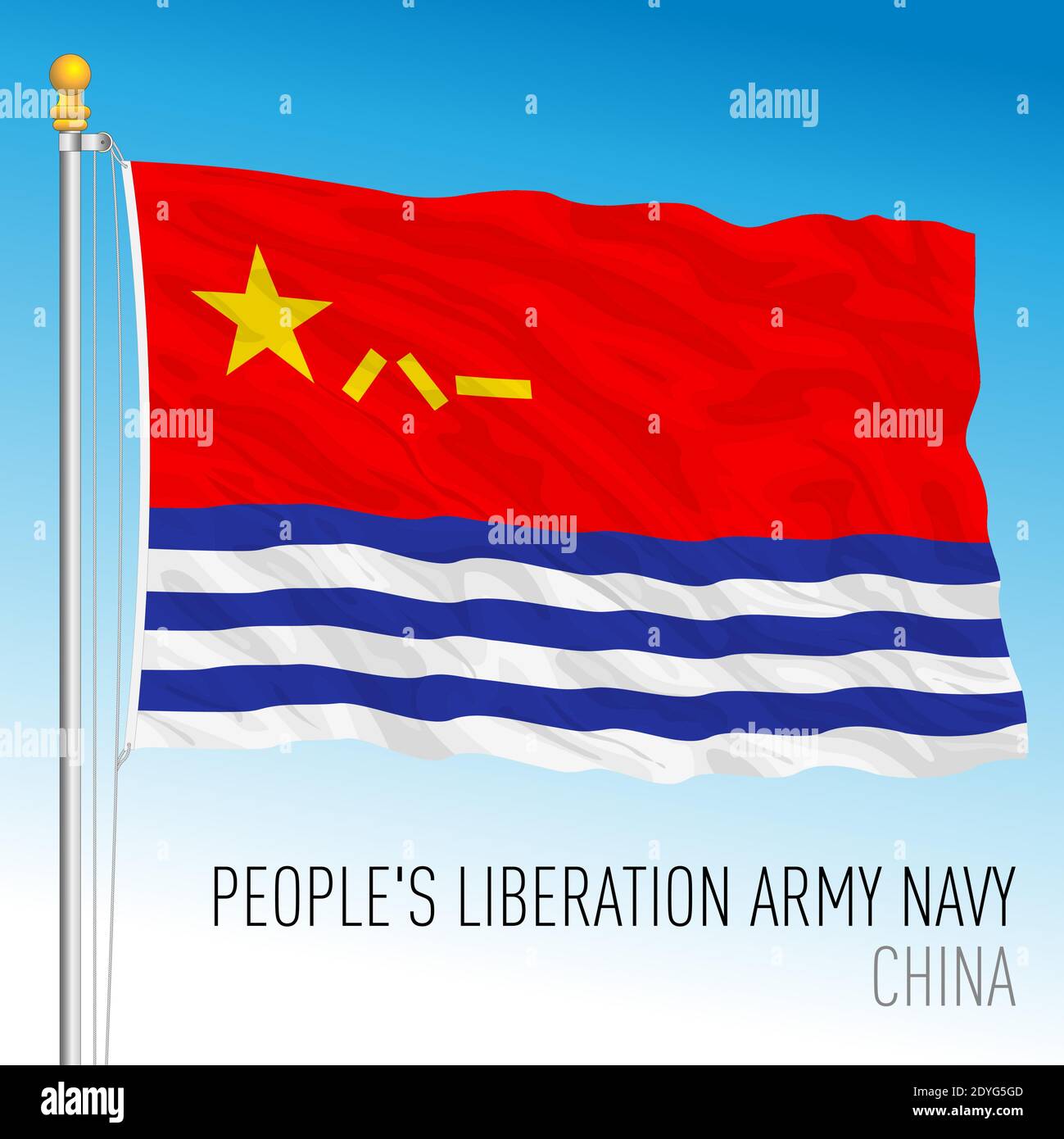 China Marine Flagge, Volksrepublik China, Vektor-Illustration Stock Vektor