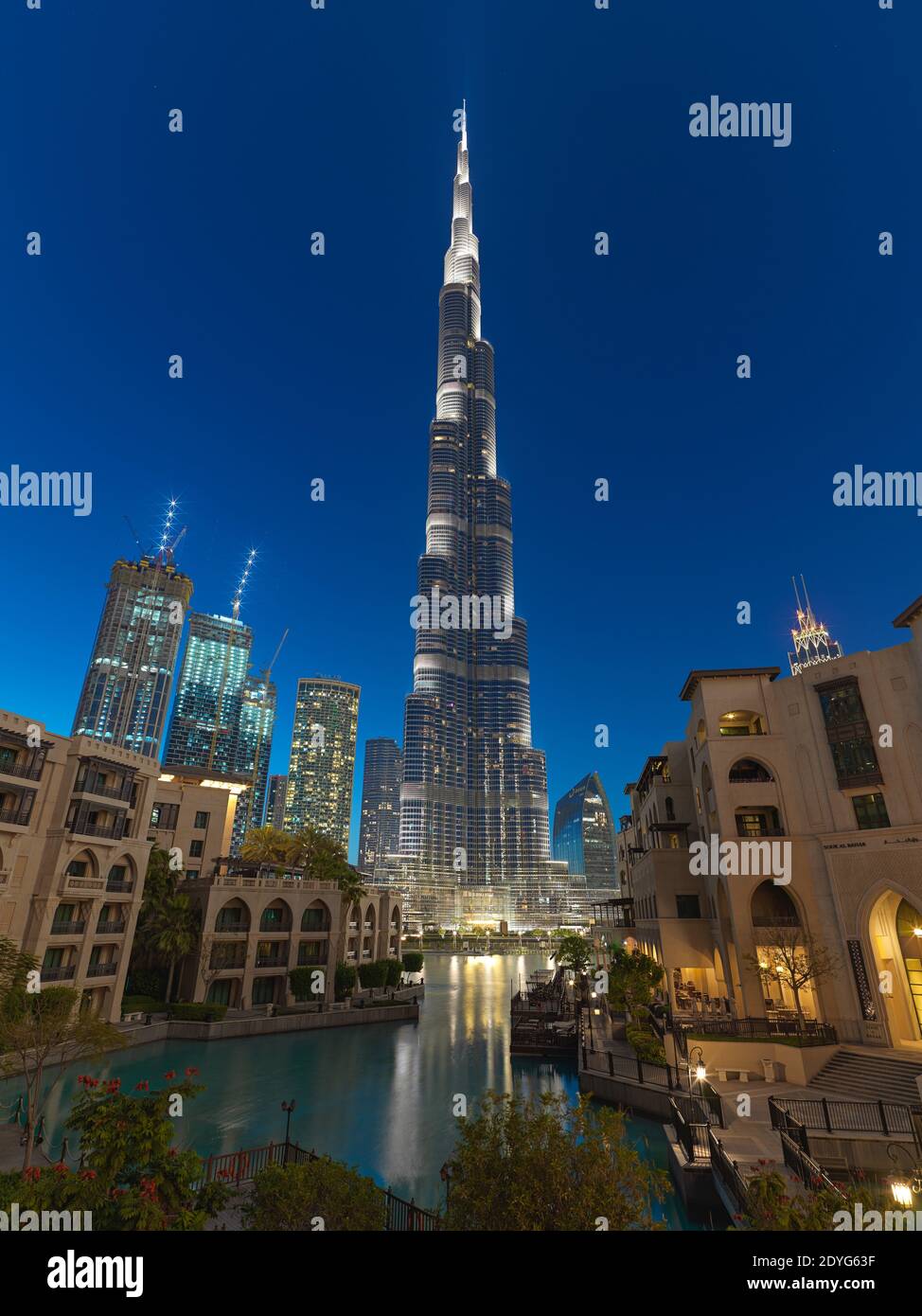 Downtown Dubai, Burj Dubai, Burj Khalifa Gegend in den Vereinigten Arabischen Emiraten Stockfoto