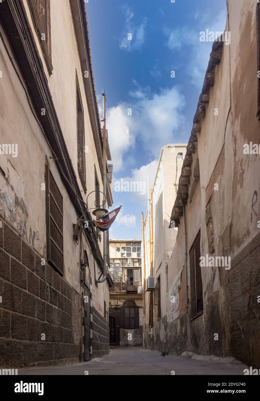 Vintage Straße und das Leben wie sieht in alten Stadt in Damaskus (Arabische Republik Syrien) während der Coronavirus-Pandemie 14/09/2020 Stockfoto