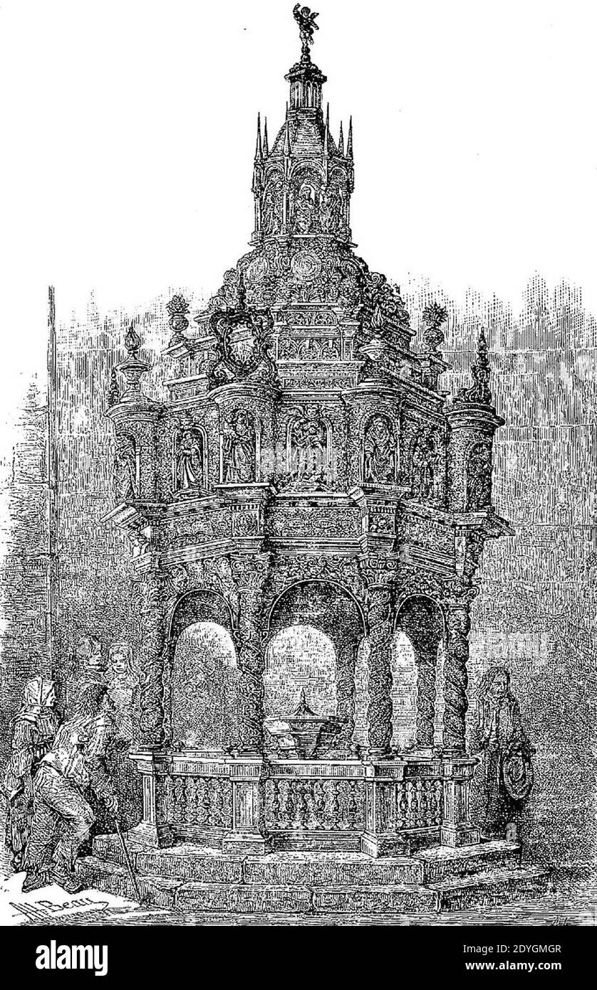 Le baptistère de Guimiliau -Le magasin pittoresk-. Stockfoto