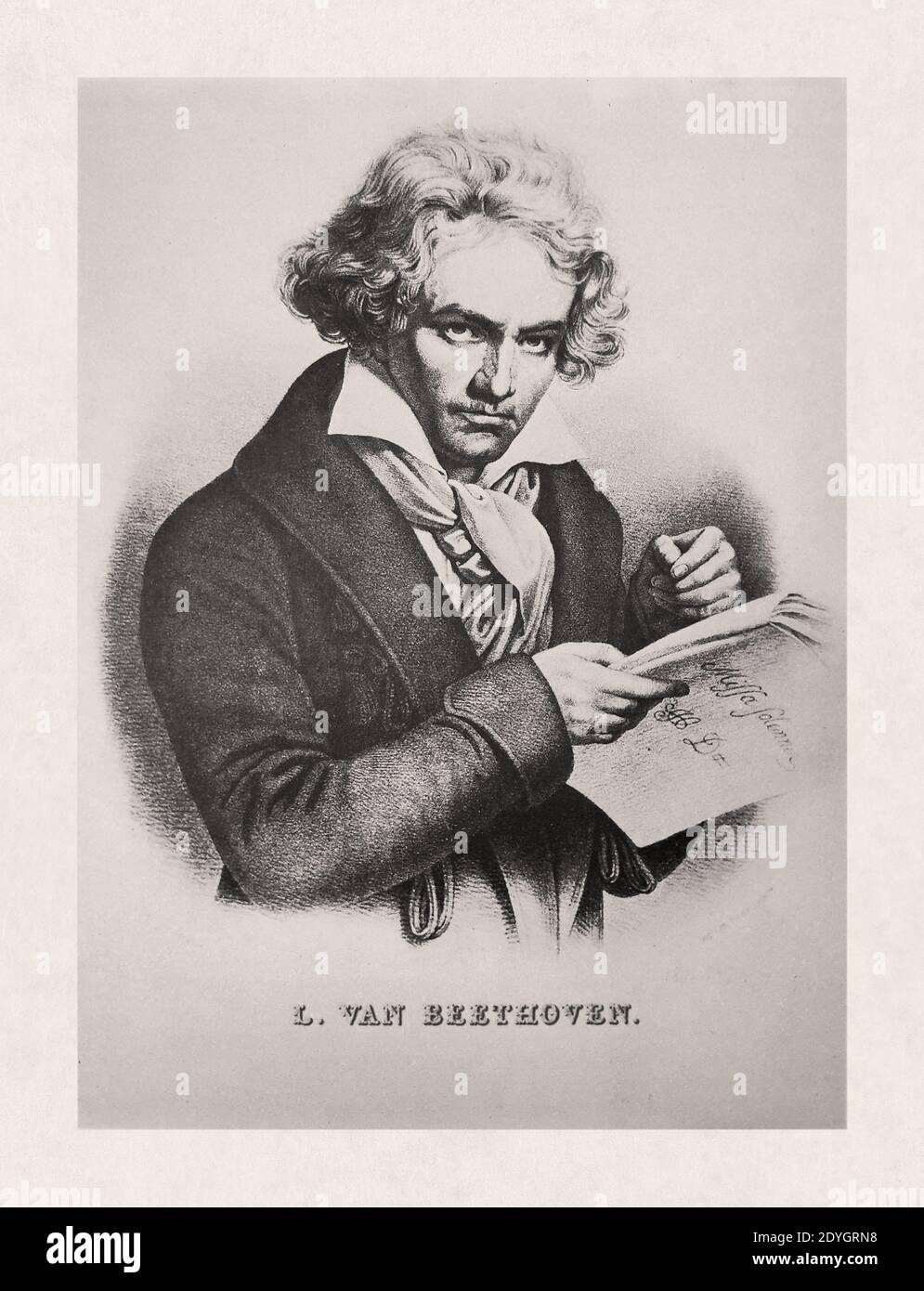 Alte Illustration von Crémille von 'Ludwig van Beethoven' nach einem Porträt von Joseph Karl Stieler aus dem Jahre 1820). Stockfoto