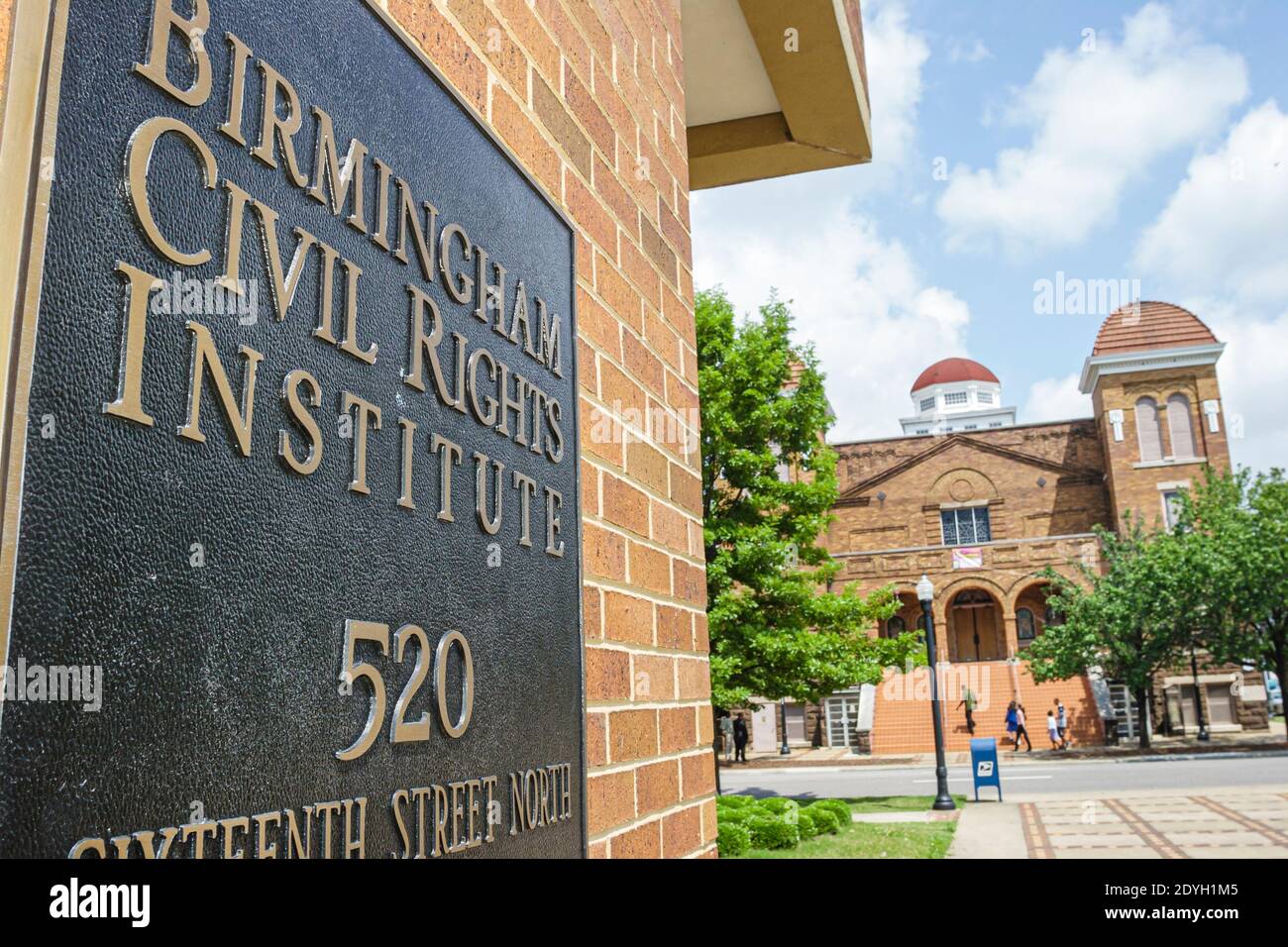 Birmingham Alabama, Civil Rights Institute, 16th Street Baptist Church 1963 Bombing, Schild vor dem Hotel Stockfoto