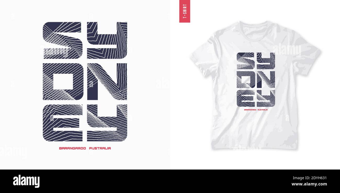 Sydney. Abstraktes geometrisches T-Shirt Vektor-Design, Poster, Druck, Vorlage Stock Vektor