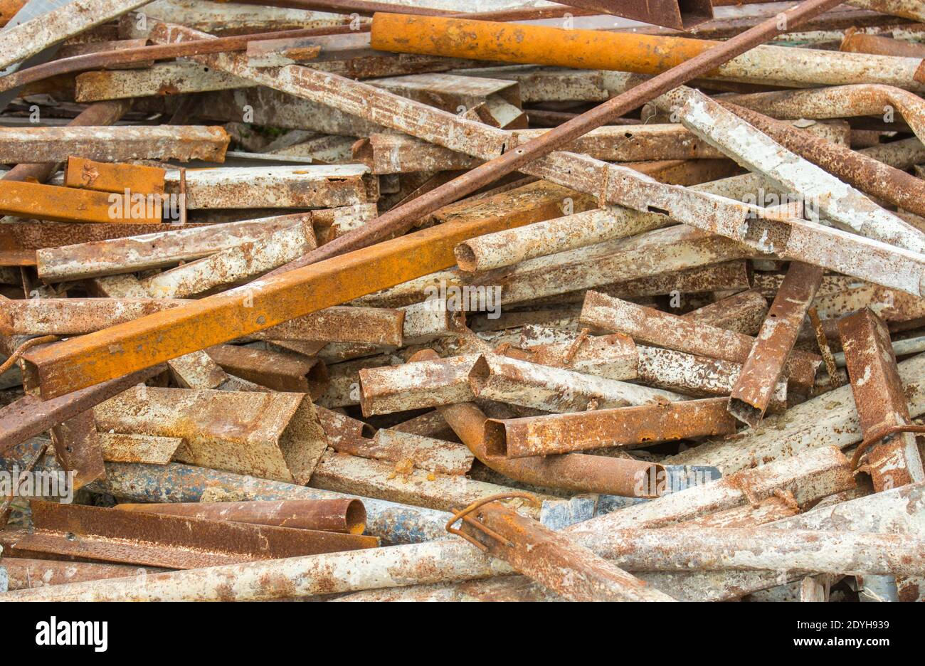 Nahaufnahme Schrott Stahl aus rostigen Metallschrott aus aka Bau Stockfoto