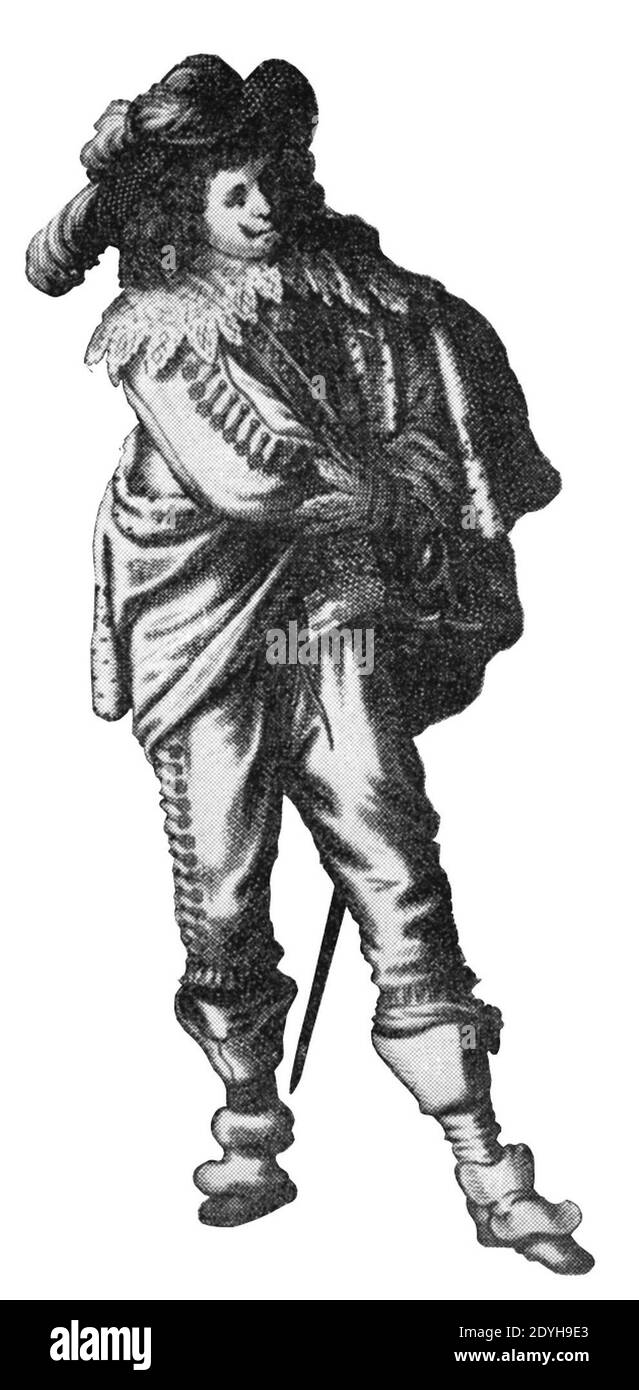 La Troupe Royale, Stich von Abraham Bosse – Deierkauf-Holsboer 1954, Platte IV – Detail mit Charles Le Noir. Stockfoto