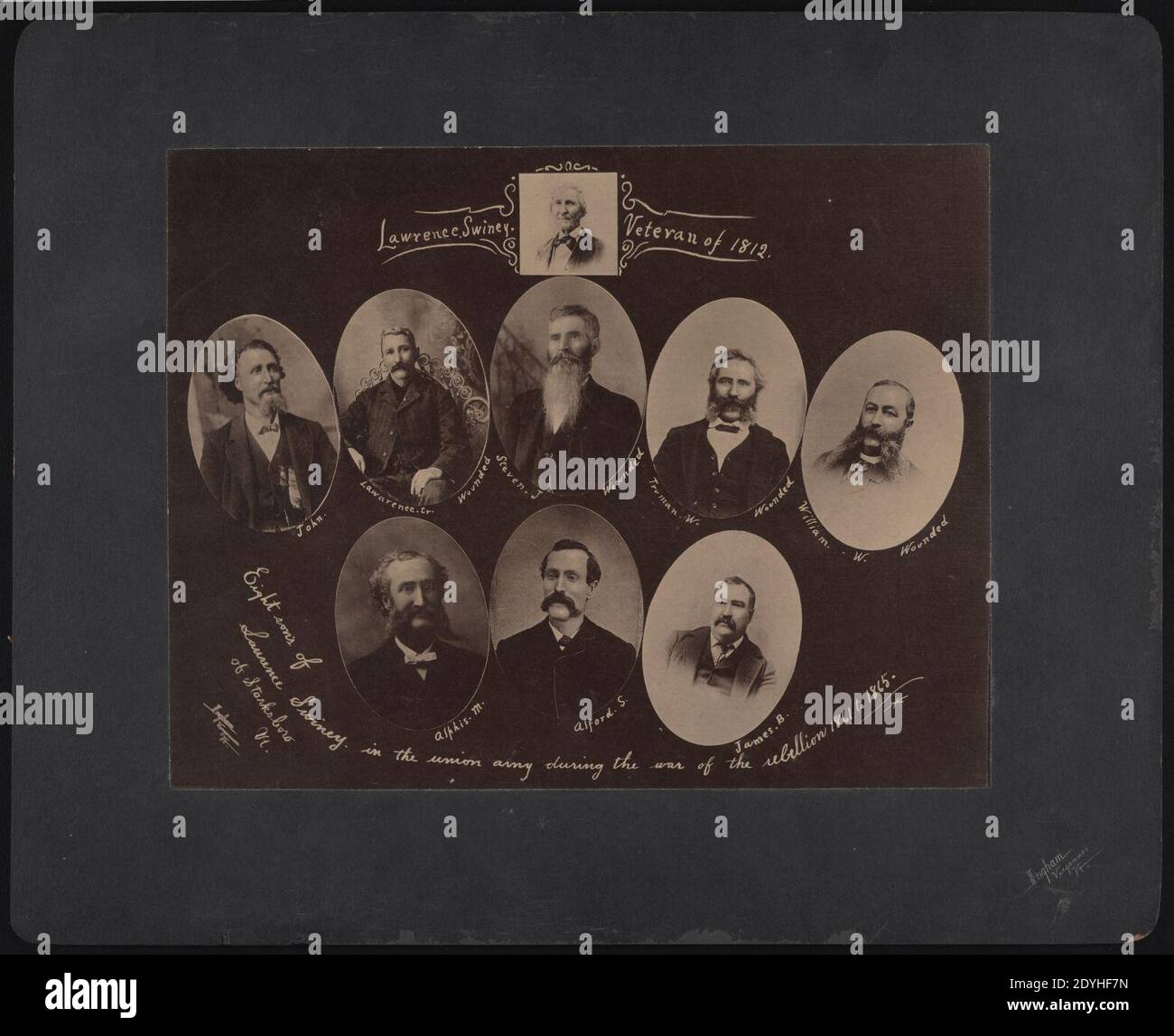 Lawrence Swiney (d. h. Swinyer), Veteran von 1812 acht Söhnen von Lawrence Swiney (d. h. Swinyer) von Starksboro, Vt., in der Union Armee während des Krieges der Rebellion 1861 bis 1865 - - Ingham, Stockfoto