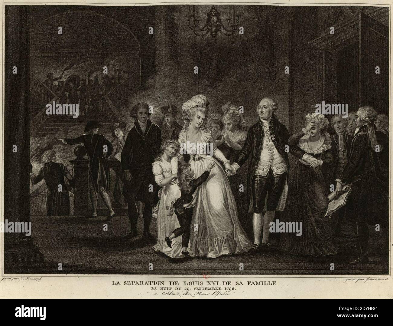 La Séparation de Louis XVI de sa famille - Etampe 1794-95. Stockfoto