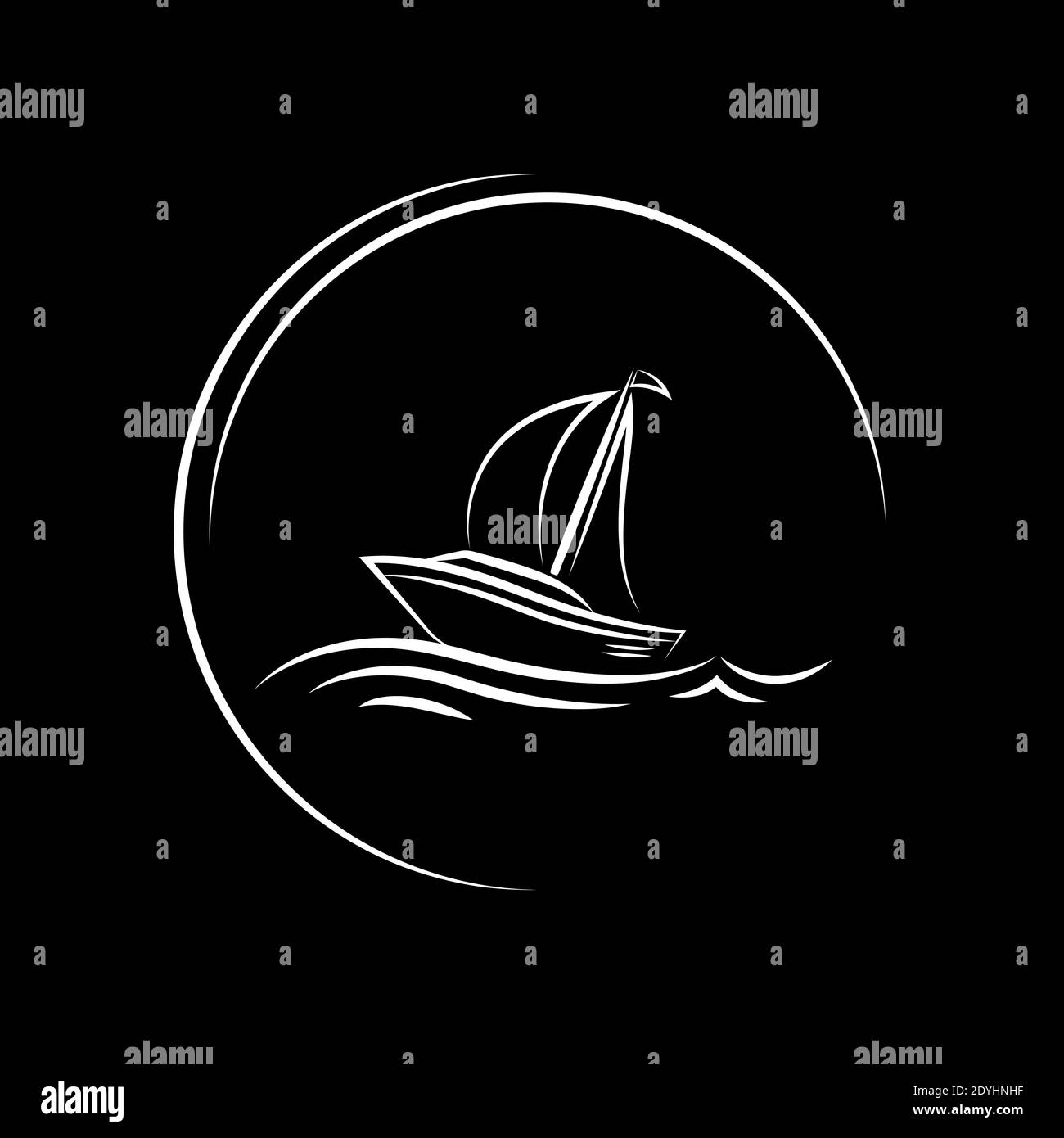 Das Schiff segelt auf den Wellen, Icon. Stock Vektor