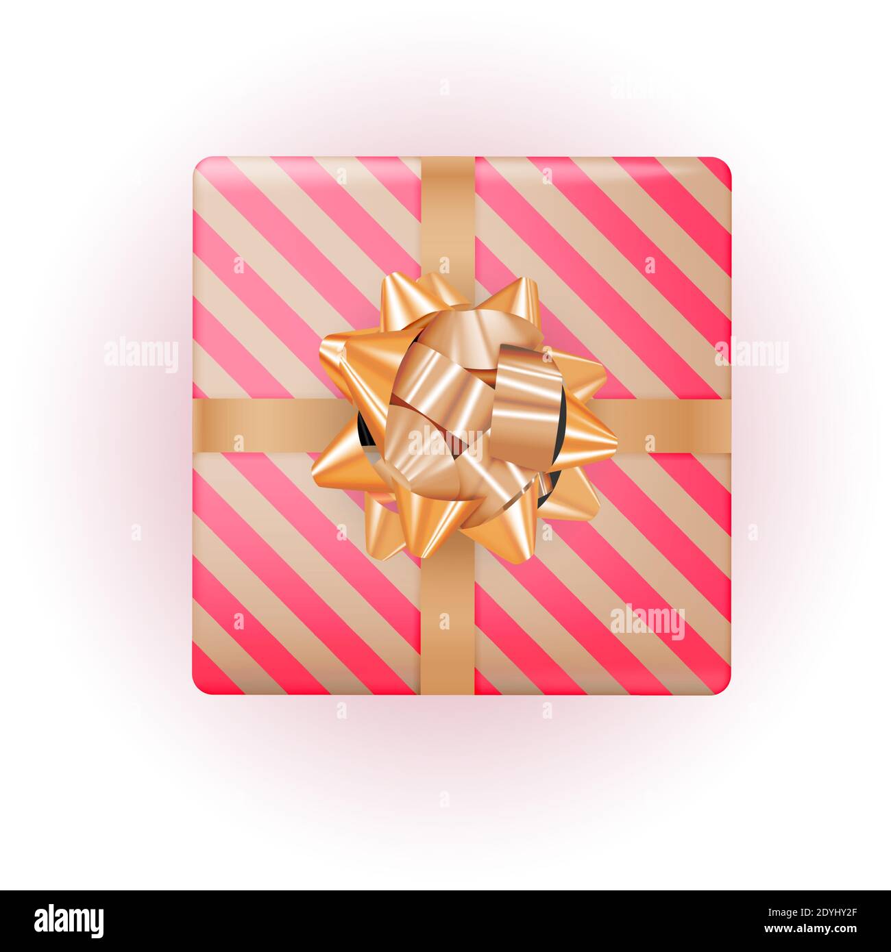 Geschenkschachtel mit goldener Schleife und Band. Vektorgrafik Stock Vektor