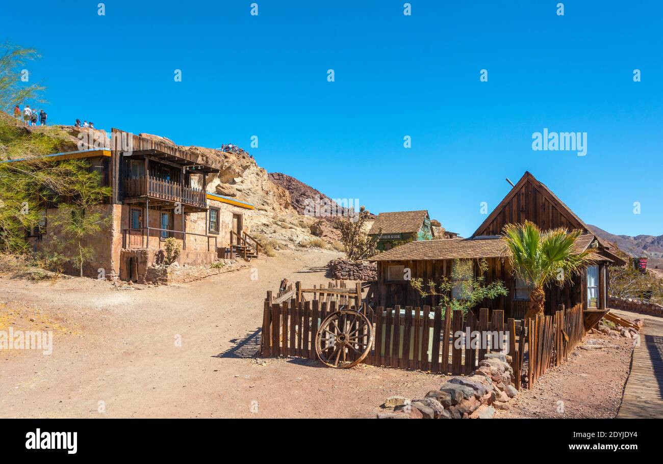 California, San Bernardino County, Calico Ghost Town, gegründet 1881 als Silberbergbaustadt Stockfoto