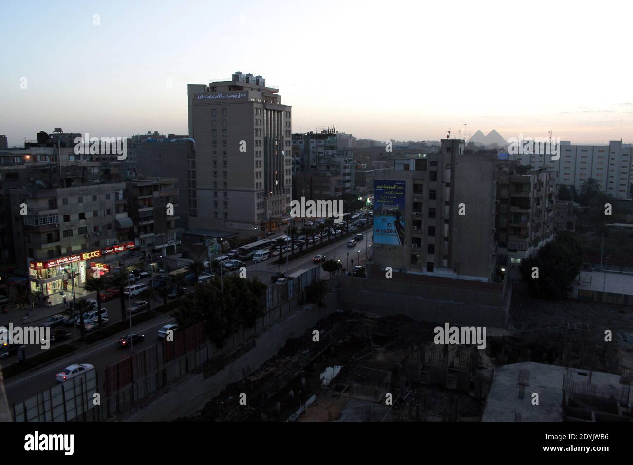 Pyramiden Kairo bei Nacht Stockfoto