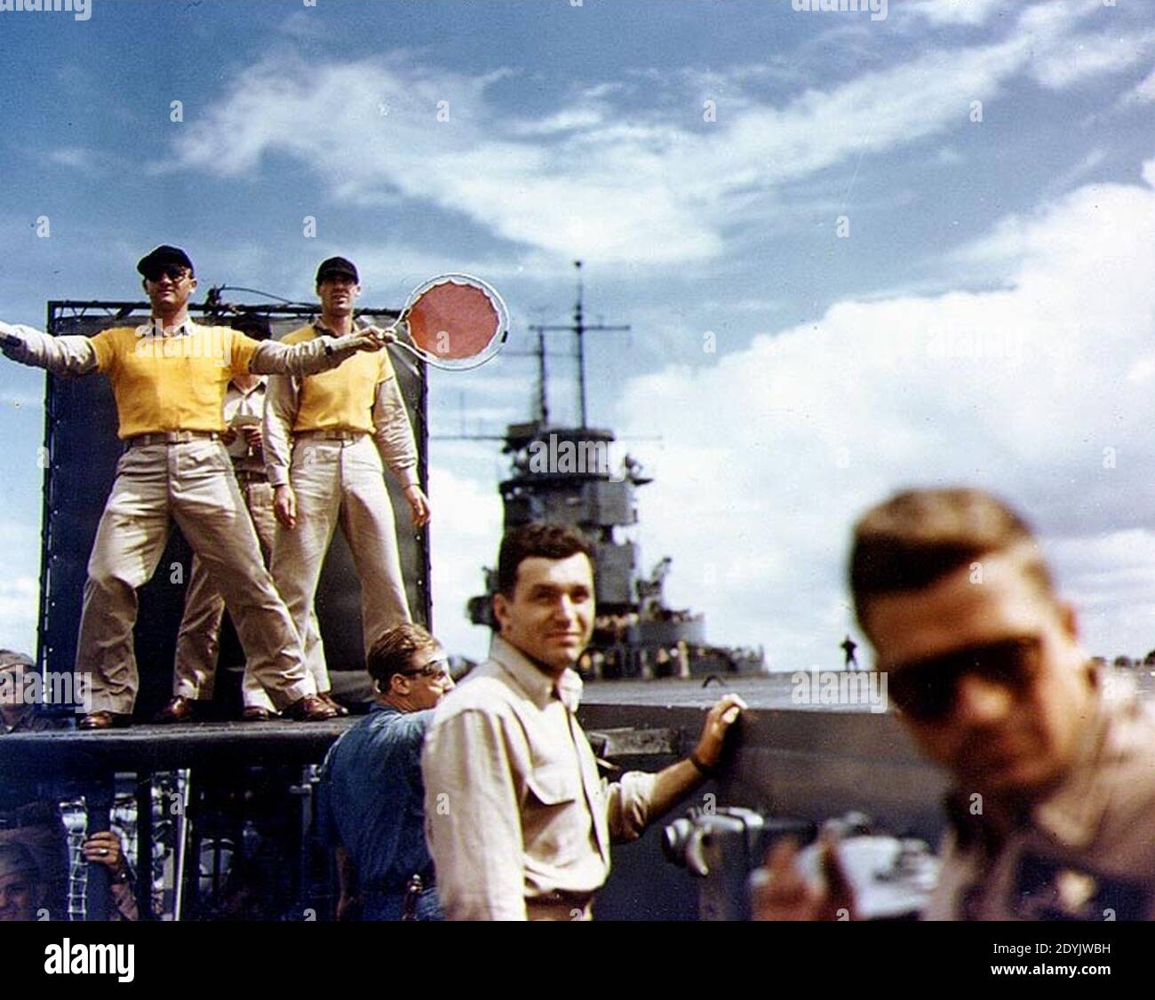 Landing Signal Officer USS Wasp (CV-7) 1941-42. Stockfoto