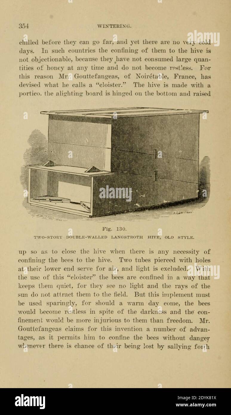 Langstroth auf dem Bienenstock und Honigbiene (Seite 354) Stockfoto