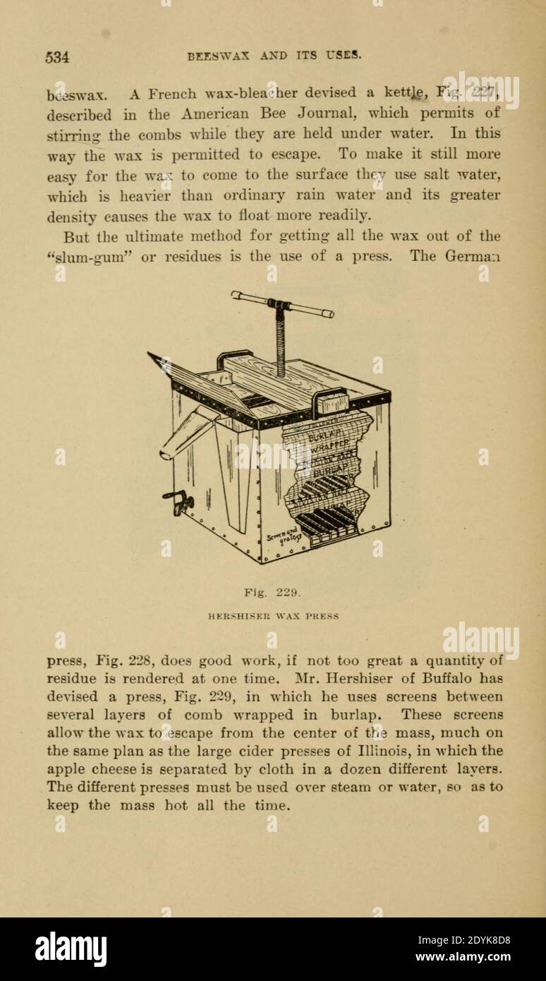 Langstroth auf dem Bienenstock und Honigbiene (Seite 534) Stockfoto