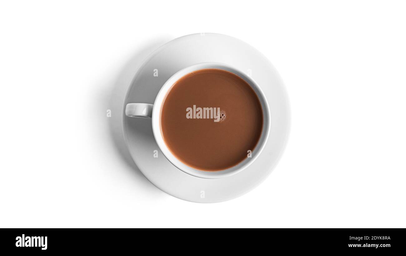 Kaffee mit Milch in der Tasse isoliert auf weißem Hintergrund. Hochwertige Fotos Stockfoto