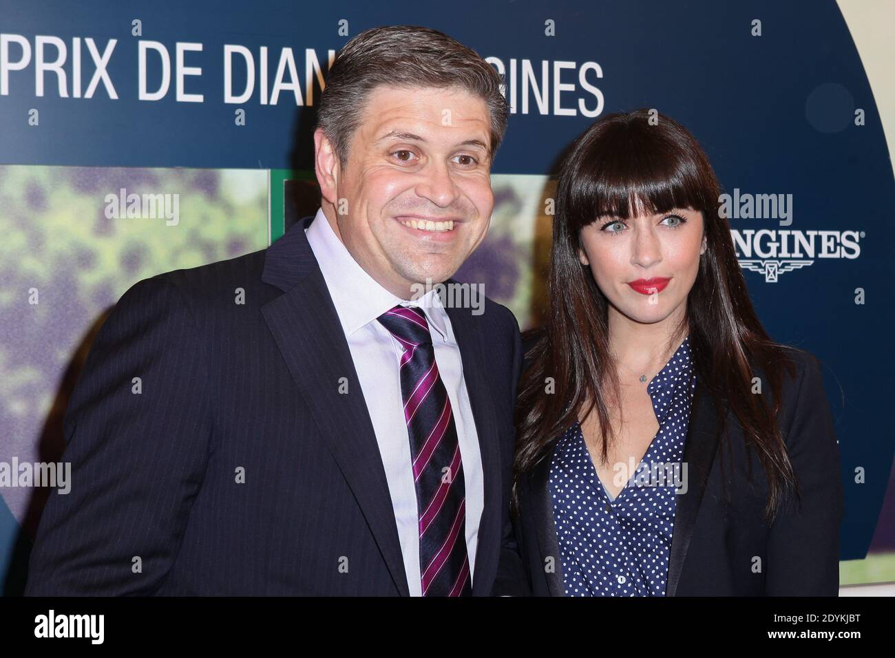 Der Vice President und Head of International Marketing von Longines Juan-Carlos Capelli und der französische Sänger Nolwenn Leroy beim Prix De Diane Longines, der am 22. Mai 2013 im Pavillon Gabriel in Paris stattfand. Foto von Audrey Poree/ABACAPRESS.COM Stockfoto