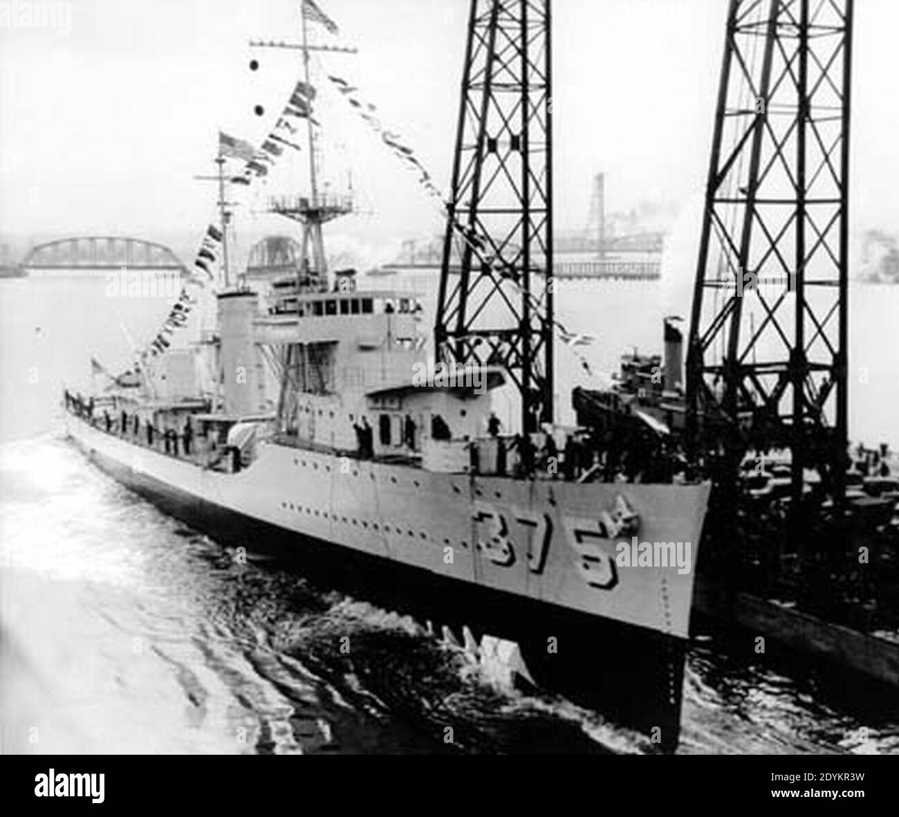Start der USS Downes (DD-375) auf der Norfolk Navy Yard 1936. Stockfoto
