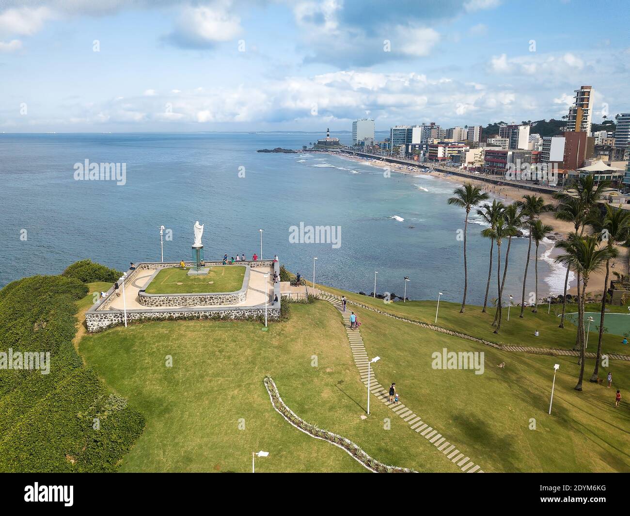 Drohne Luftaufnahme von Barra Strand in Salvador Bahia Brasilien Stockfoto