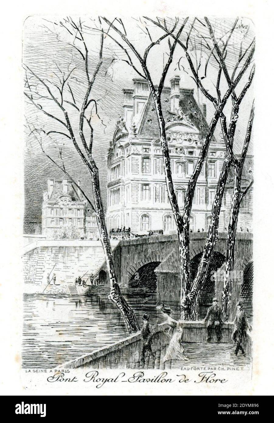 LA SEINE à PARIS Nr. 12 Pont Neuf - Pavillon de Flore. Stockfoto