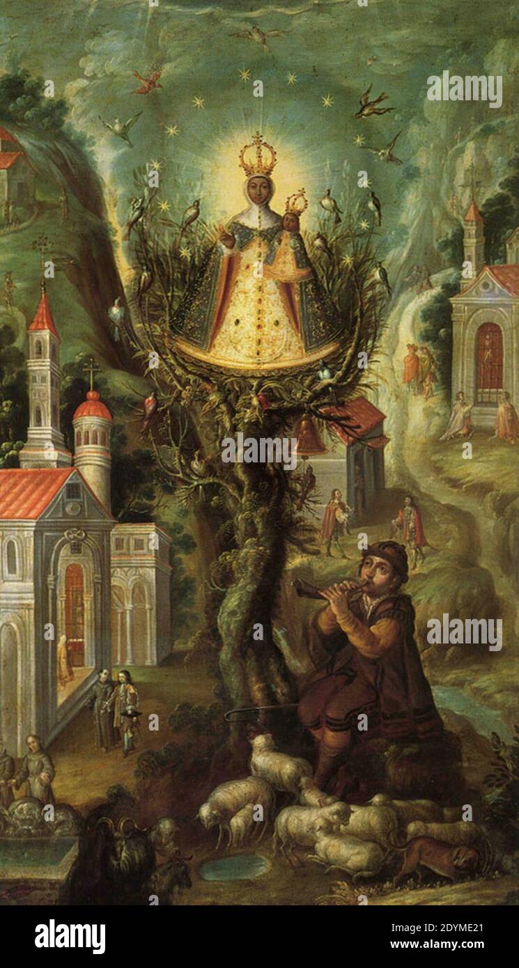 La Virgen de Aranzazú - Cristóbal de Villalpardo. Stockfoto
