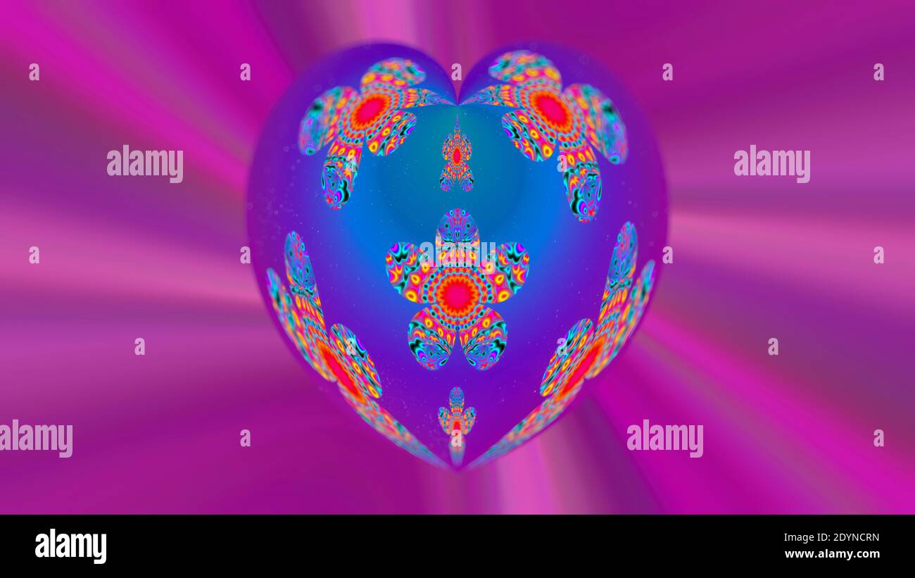 Abstrakter Hintergrund mit Herz und Ornament. Computergrafiken Stockfoto