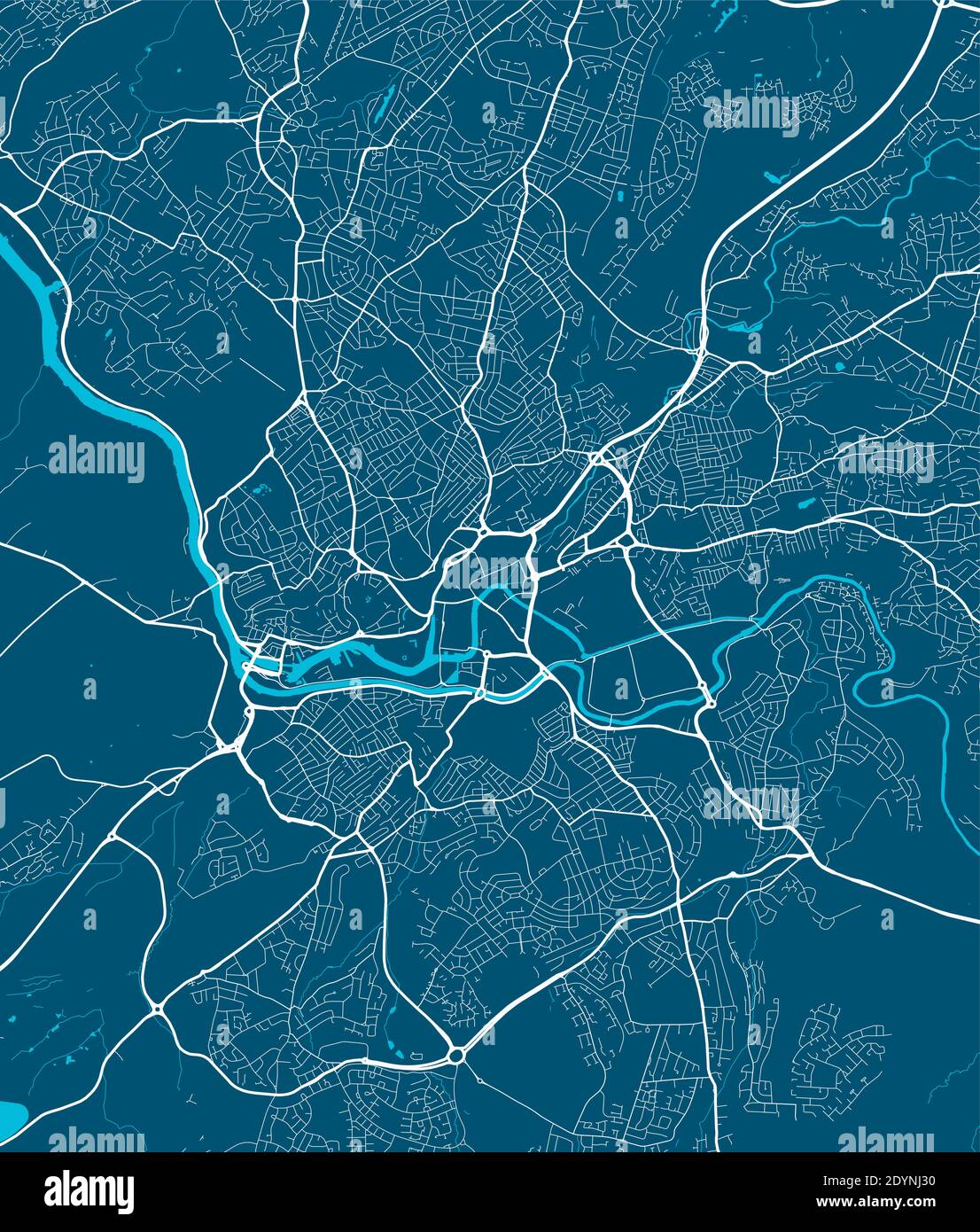 Detaillierte Karte des Verwaltungsgebiets von Bristol. Lizenzfreie Vektorgrafik. Stadtbild-Panorama. Dekorative Grafik Touristenkarte von Bristol terr Stock Vektor