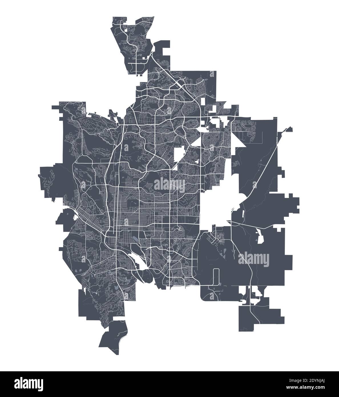 Colorado Springs Karte. Detaillierte Vektorkarte von Colorado Springs Stadtverwaltung. Stadtbild Poster Metropolregion Arie Ansicht. Dunkles Land mit Weiß Stock Vektor
