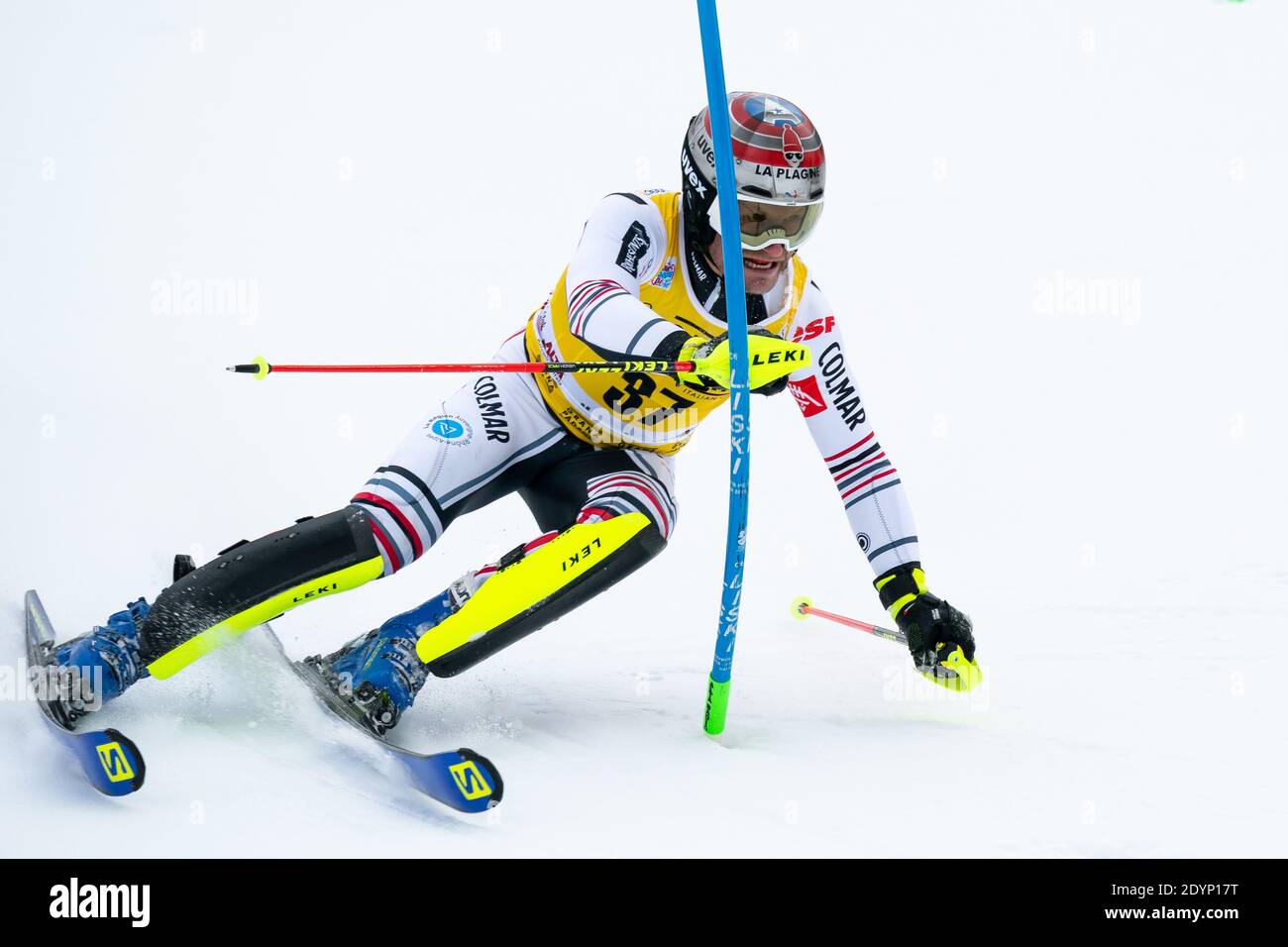 LIZEROUX Julien aus Frankreich tritt im Audi FIS Alpine Skiing World Cup Men's Slalom auf der Gran Risa-Strecke im Dolomitengebirge an. Stockfoto