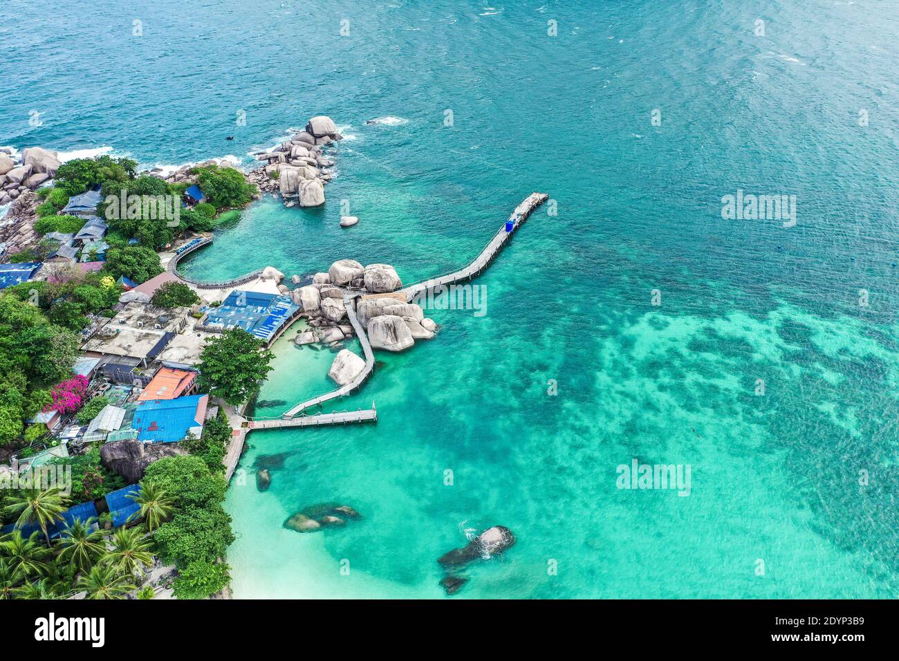 Luftaufnahme von Koh Nang Yuan, in Koh Tao, Provinz Samui, Thailand, Südostasien Stockfoto