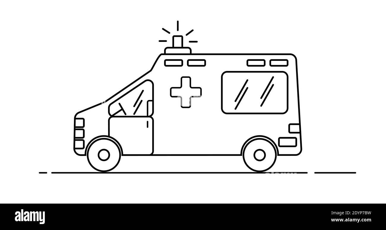 Krankenwagen im linearen Stil Vektor-Illustration Stock Vektor