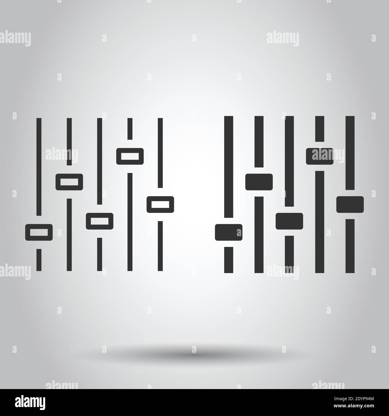 Steuerung der Lautstärke Symbol im flachen Stil. Audio einstellen Zeichen Vector Illustration auf weißem Hintergrund isoliert. Filter Business Konzept. Stock Vektor