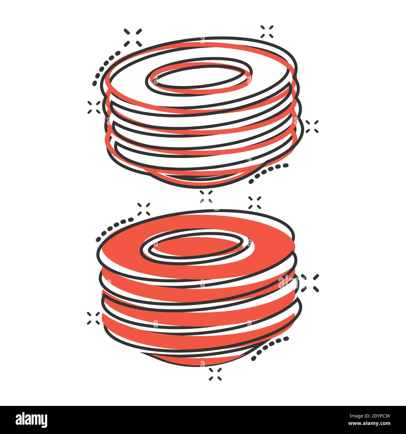 Plate Icon im Comic-Stil. Teller Cartoon Vektor-Illustration auf weißem isolierten Hintergrund. Geschäftskonzept Tischgeschirr mit Splash-Effekt. Stock Vektor