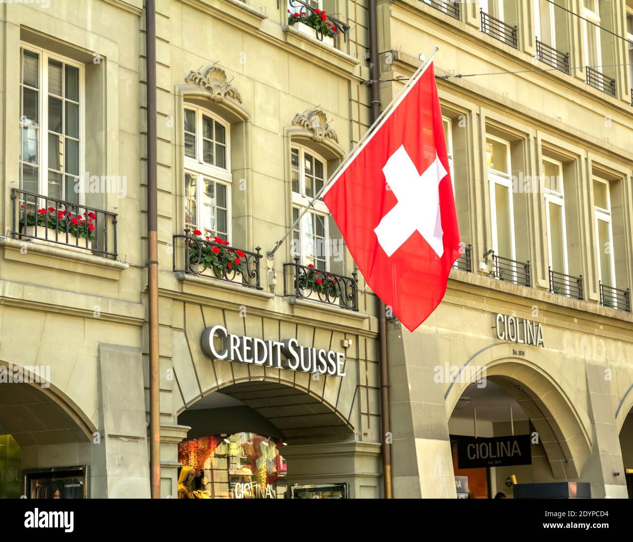 Bern, SCHWEIZ - 2. Juli 2019: CREDIT SUISSE ist eines der führenden globalen Finanzdienstleister. Stockfoto