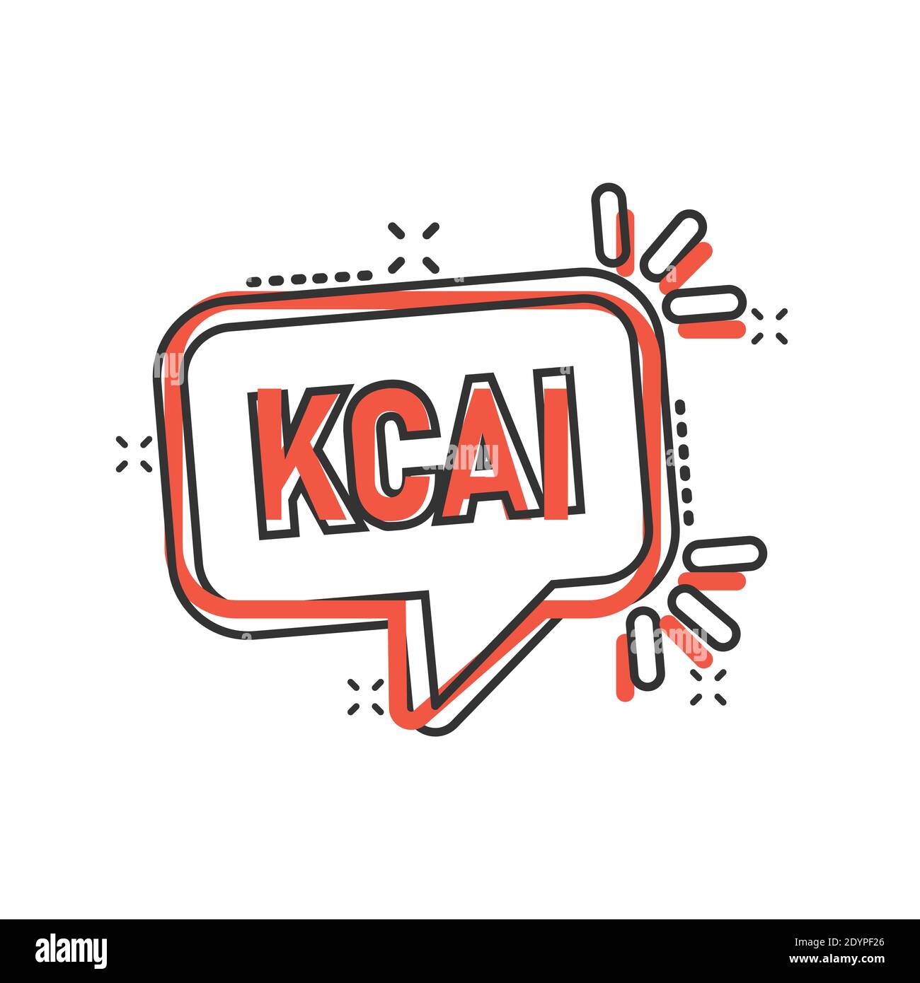 Kcal Icon im Comic-Stil. Diät Cartoon Vektor-Illustration auf weißem Hintergrund isoliert. Kalorien Splash-Effekt Geschäftskonzept. Stock Vektor