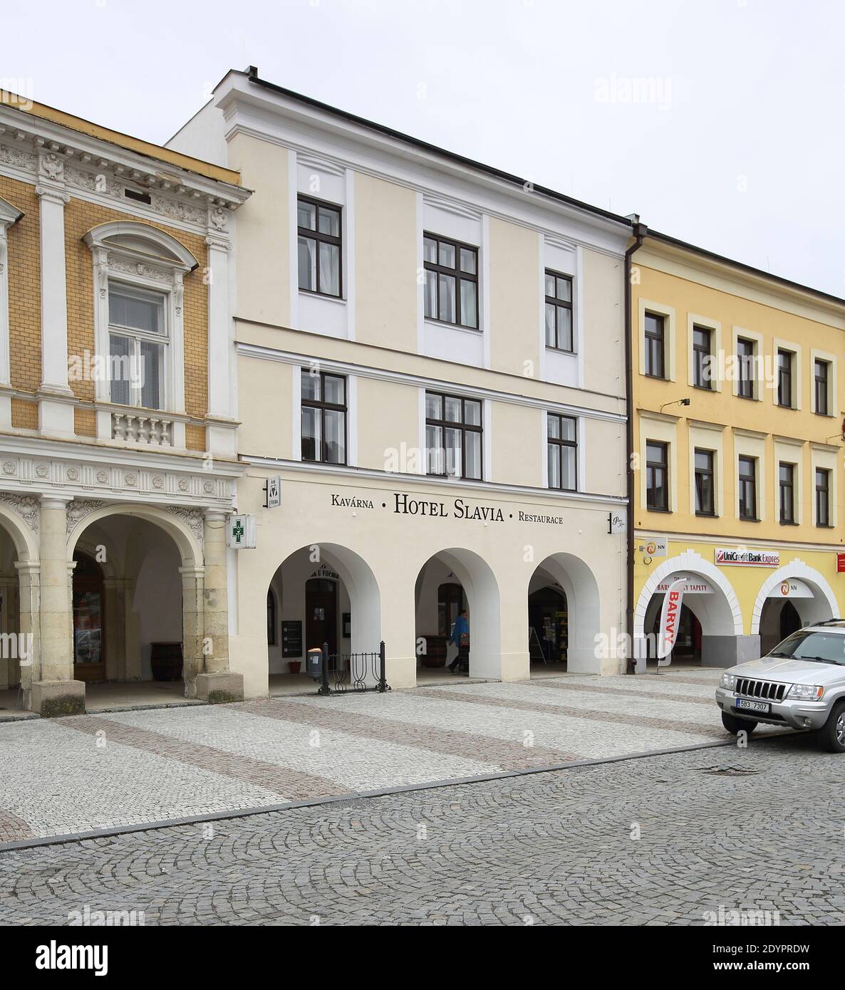 Hotel Slavia , Svitavy , náměstí , Stockfoto