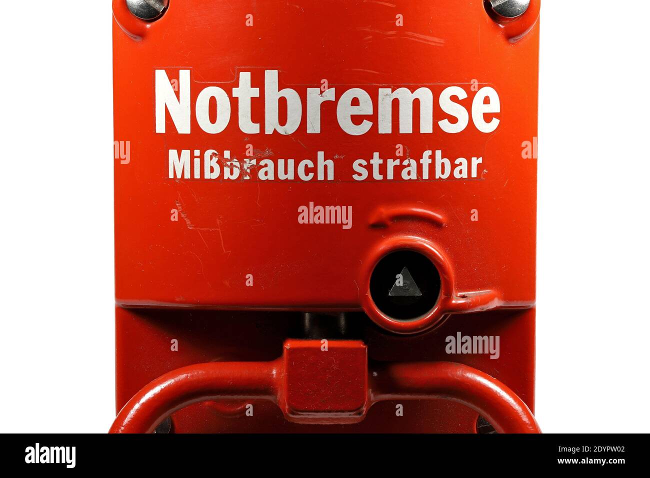Notbremse von der deutschen Bahn oder Straßenbahn Stockfoto